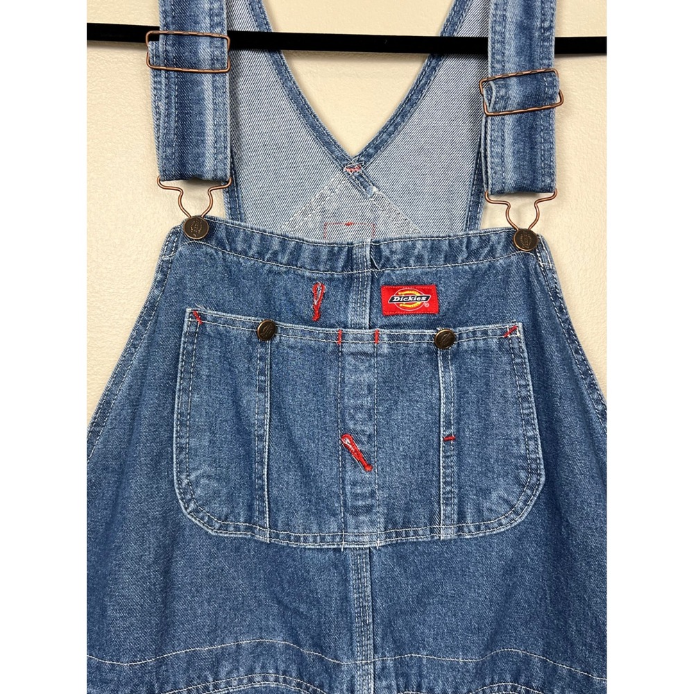 Dickies Men Denim Bib Overalls Medium Wash Indigo W4168E9 40x30 Workwear Regular - Picture 4 of 12